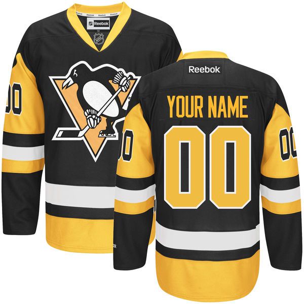 Mens Pittsburgh Penguins Reebok Black Premier Alternate Custom NHL Jersey->customized nhl jersey->Custom Jersey